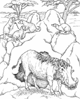 A coloring page of nature in africa